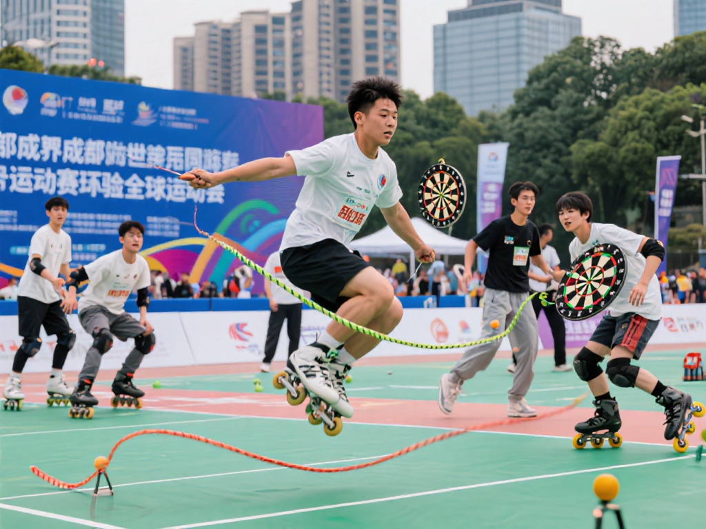 与传统赛事不同，世运会赛事涵括跳绳、轮滑